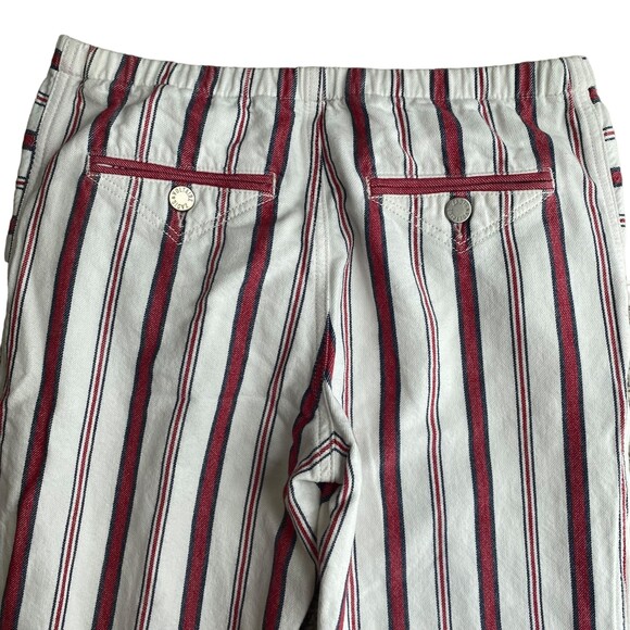 Zadig & Voltaire Womens M Red Pinstripe Ankle Trouser Button Fly Coastal Cowgirl - Picture 9 of 14